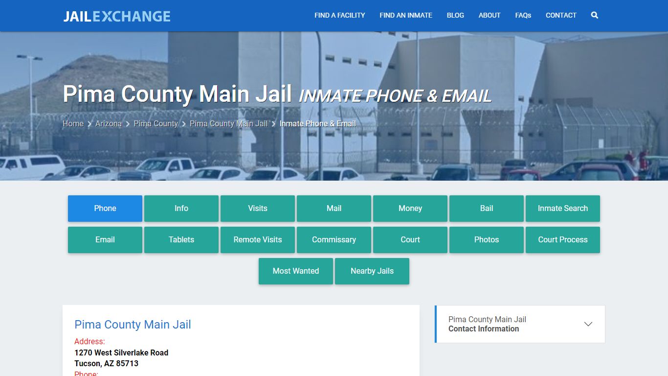 Inmate Phone - Pima County Main Jail, AZ - Jail Exchange