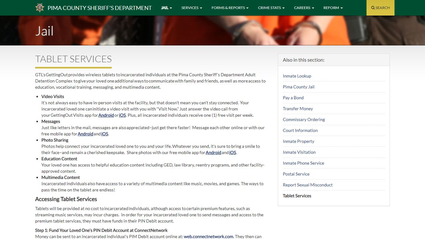 Tablet Services :: Pima County Sheriff's Department